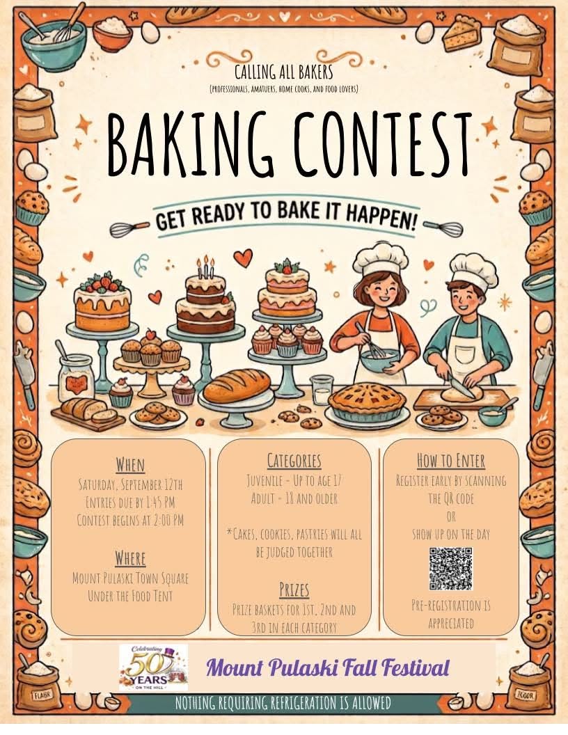 2026 Mt. Pulaski Fall Fest Baking Contest flyer