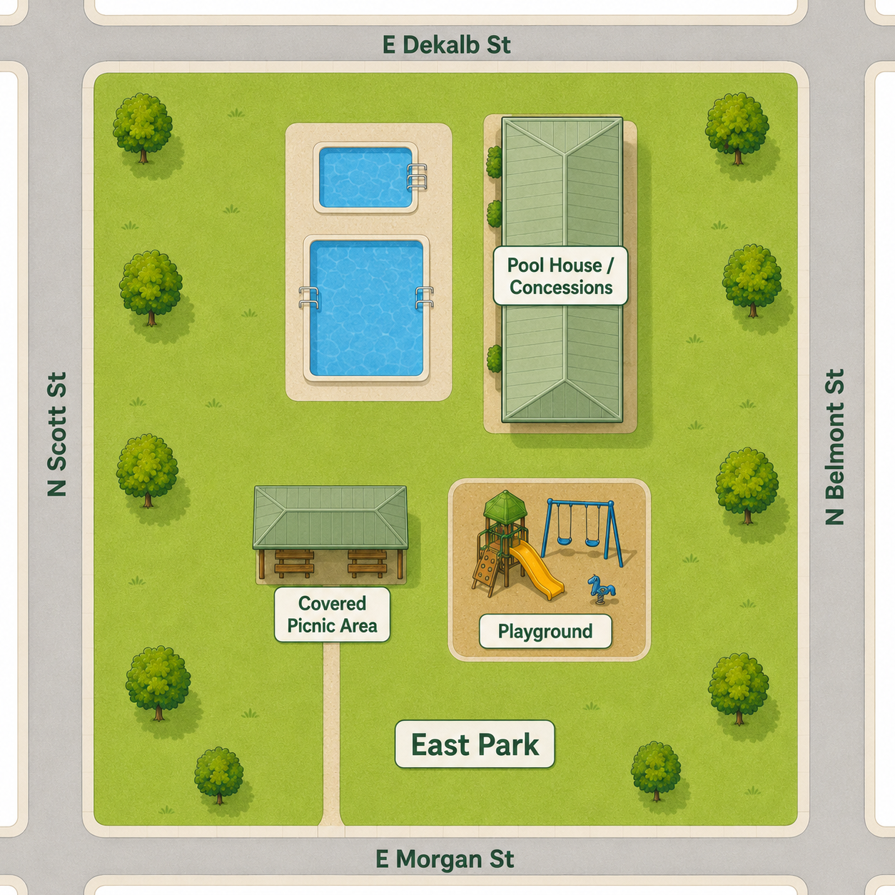 Illustrated map of East Park